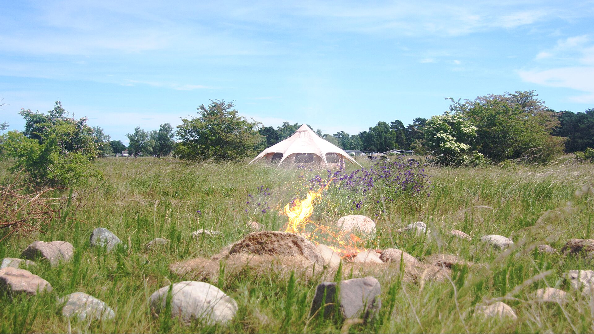 Campfire by the tent