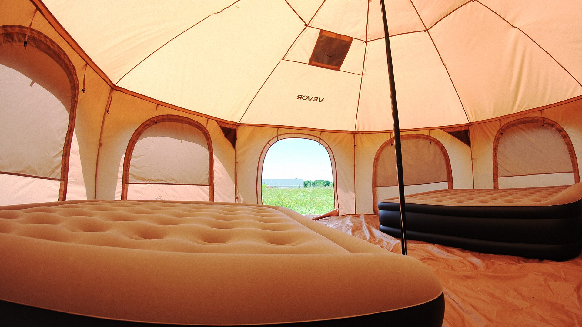 Spacious tent interior